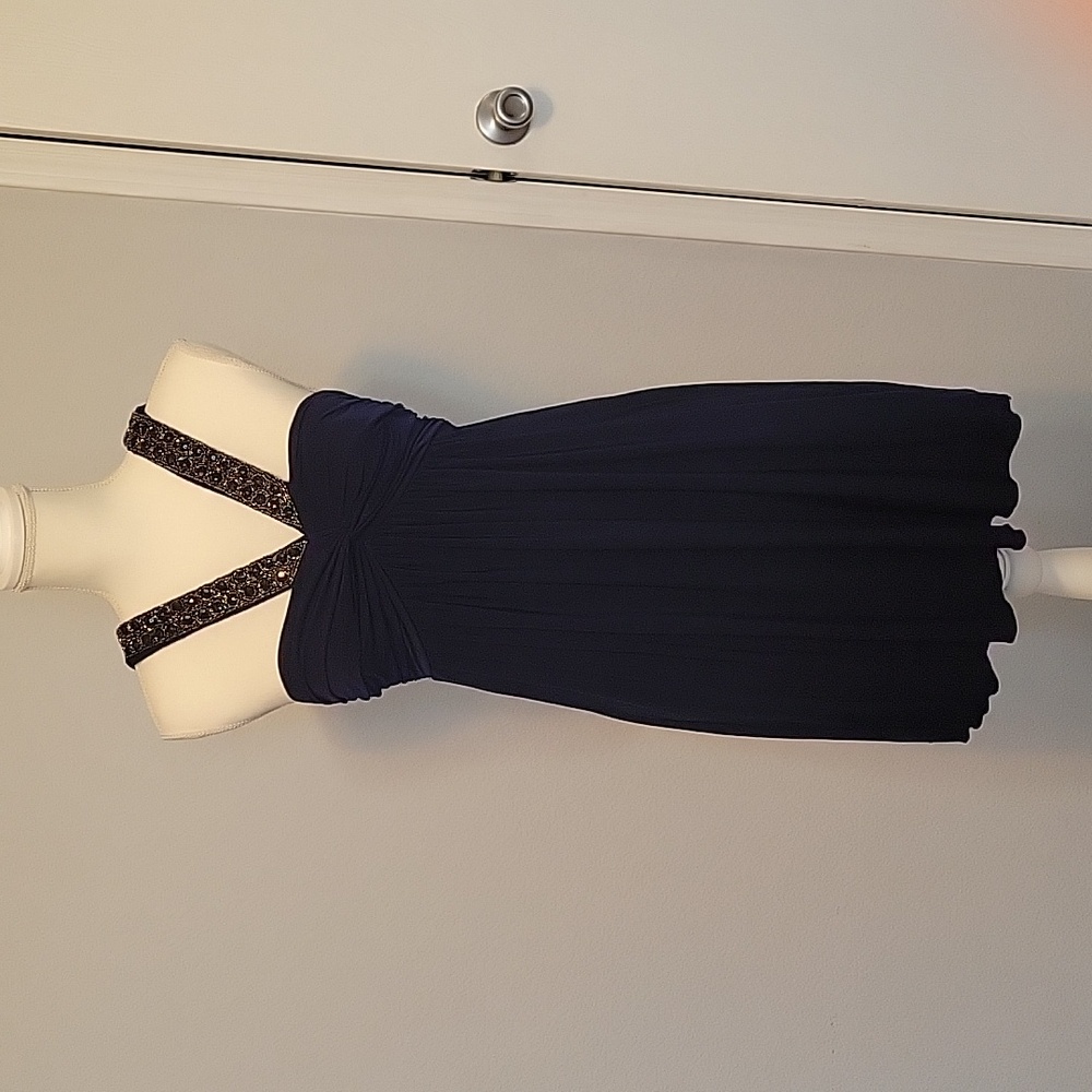 City Studio Beaded Strap with Empire Waist Dress,  Size S